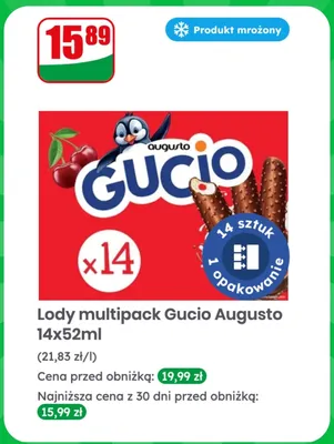 Lody multipack Gucio Augusto 14-pak 52 ml promocja w Dino