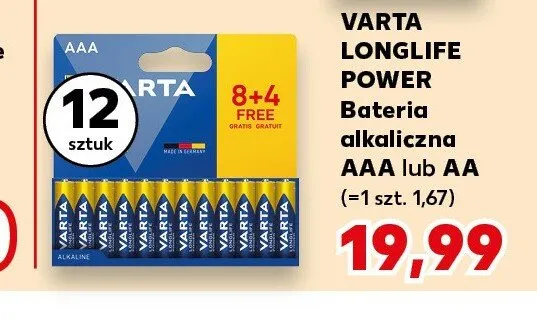 Bateria alkaliczna Varta Longlife Power AA 12-pak promocja w Kaufland