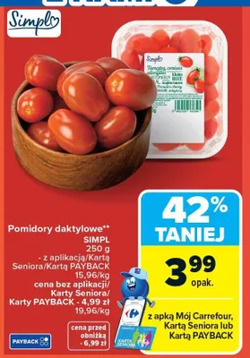 Pomidory daktylowe promocja w Carrefour Market
