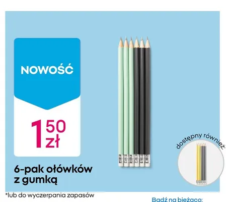 Ołówki z gumką 6-pak promocja w Pepco