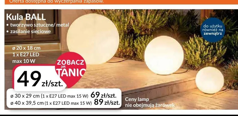 Lampa ogrodowa Kula Ball 20x18 cm promocja w Salony Agata
