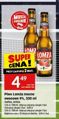 Piwo Łomża mocne owocowe 9% wiśnia 330 ml promocja w Twój Market