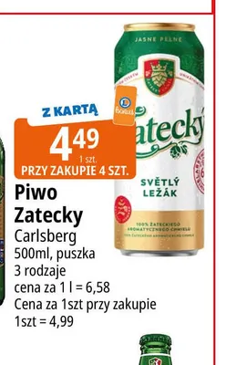 Piwo Zatecky Carlsberg promocja w Leclerc