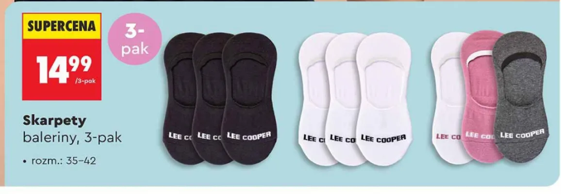 Skarpety baleriny, 3-pak Lee Cooper promocja w Biedronka