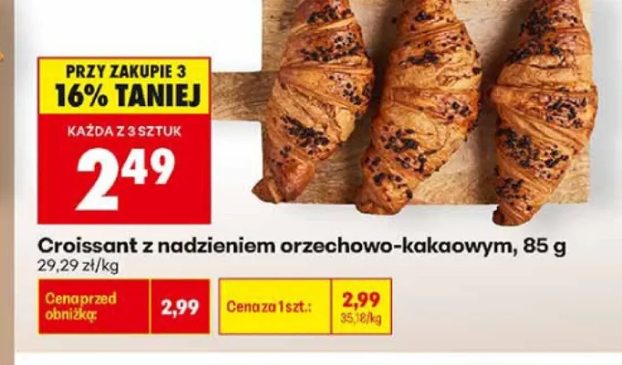 Croissant z nadzieniem orzechowo-kakaowym promocja w Biedronka