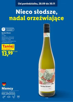 Wino białe półwytrawne Bacchus-Rivaner promocja w Lidl