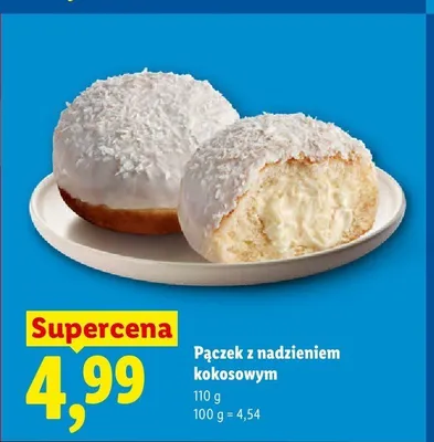Pączek z nadzieniem kokosowym promocja w Lidl