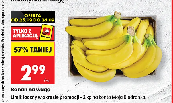 Banany na wagę promocja w Biedronka