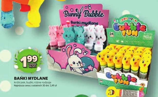 Bańki mydlane króliczek, bułki promocja w Stokrotka