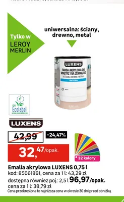 Emalia akrylowa Luxens promocja w Leroy Merlin