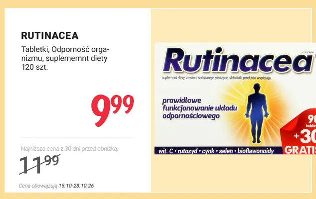 Tabletki odporność organizmu suplement diety Rutinacea promocja w Rossmann