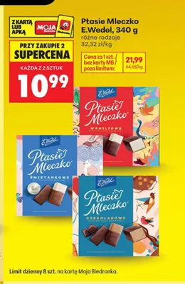 Ptasie Mleczko E.Wedel śmietankowe promocja w Biedronka