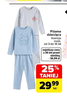 Piżama dziecięca licencja TEX promocja w Carrefour