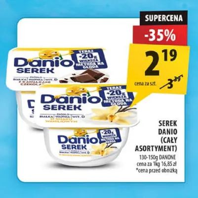 Serek Danio z kawałkami czekolady Danone promocja w Arhelan