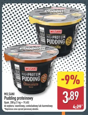 Pudding proteinowy czekoladowy Milsani promocja w Aldi
