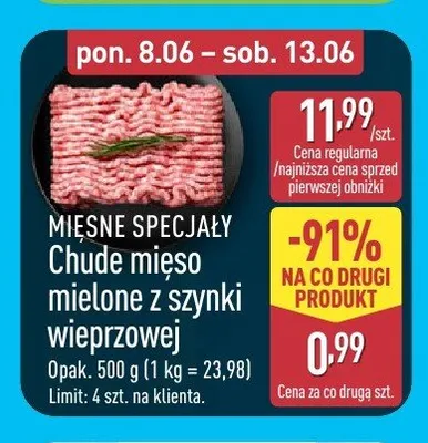 Chude mięso mielone z szynki wieprzowej Mięsne Specjały promocja w Aldi