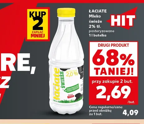 Mleko świeże pasteryzowane Łaciate 2% promocja w Kaufland