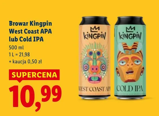 Piwo Browar Kingpin West Coast APA lub Cold IPA promocja w Lidl