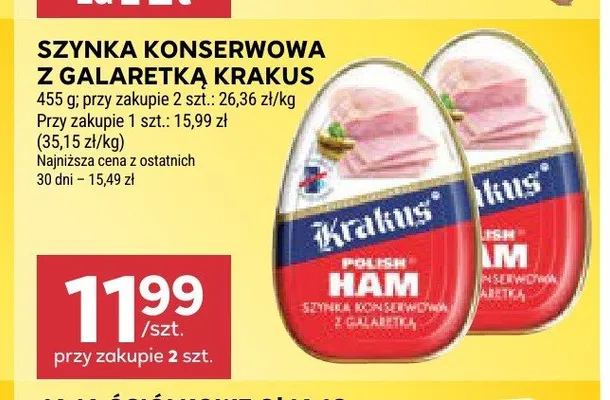 Szynka konserwowa z galaretką Krakus promocja w Stokrotka