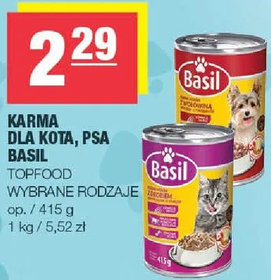Karma dla kota, psa Basil promocja w SPAR