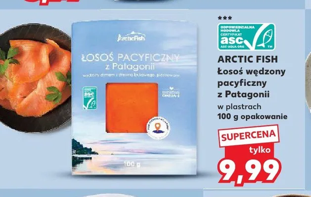 Łosoś wędzony pacyficzny z Patagonii w plastrach Arctic Fish promocja w Kaufland