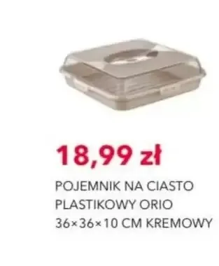 Pojemnik na ciasto plastikowy Orio 36x36x10 cm kremowy promocja w Nela