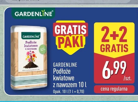 Podłoże kwiatowe z nawozem Gardenline promocja w Aldi