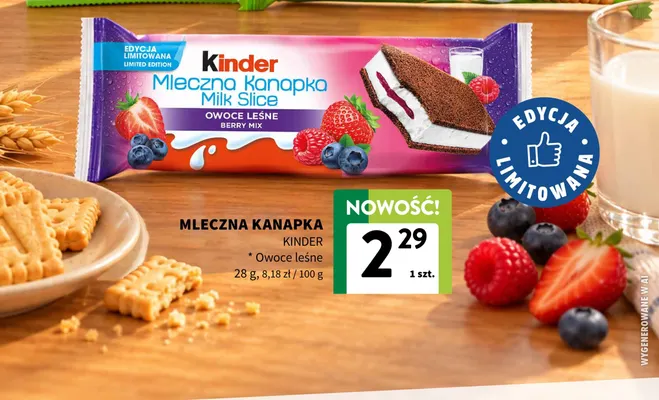 Mleczna kanapka owoce leśne Kinder promocja w Intermarche