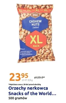 Orzechy nerkowca solone Snacks of the World XL Pack promocja w Action