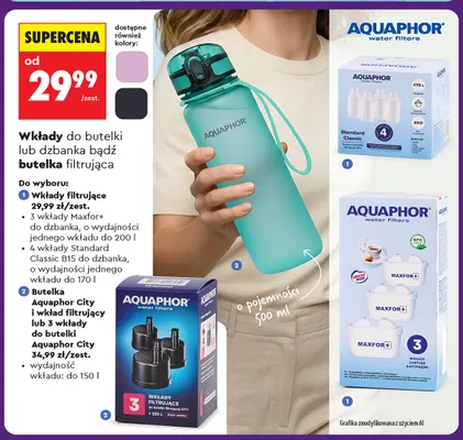 Butelka Aquaphor City i wkład filtrujący 500 ml promocja w Biedronka