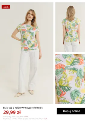 Top damski Greenpoint biały z kolorowym wzorem tropic promocja w Greenpoint