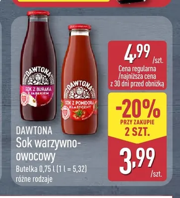 Sok warzywno-owocowy z pomidora klasyczny Dawtona promocja w Aldi