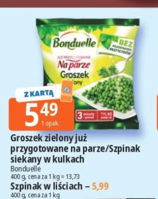 Groszek zielony już przygotowane na parze Bonduelle promocja w Leclerc