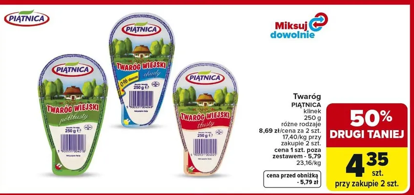 Twaróg klinek różne rodzaje promocja w Carrefour