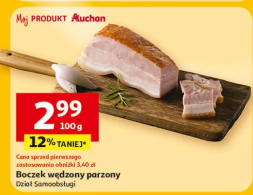 Boczek wędzony parzony promocja w Auchan