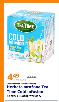 Herbata mrożona Tea Time Cold Infusion Lemon Lime & Mint Taste promocja w Action