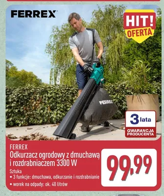 Odkurzacz ogrodowy z dmuchawą i rozdrabniaczem Ferrex promocja w Aldi