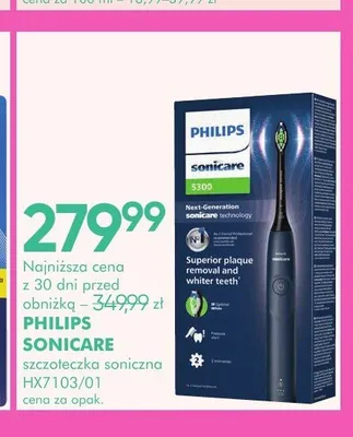 Szczoteczka soniczna Philips Sonicare HX7103/01 promocja w Super-Pharm