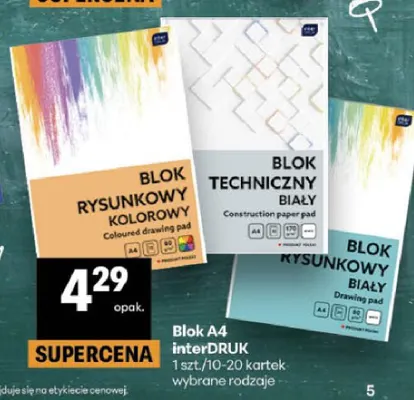 Blok techniczny biały A4 interDRUK promocja w Delikatesy Centrum