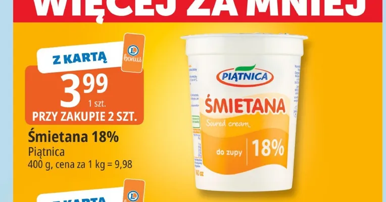 Śmietana 18% Piątnica promocja w Leclerc