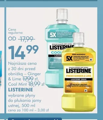 Płyn do płukania jamy ustnej Listerine Cool Mint promocja w Super-Pharm