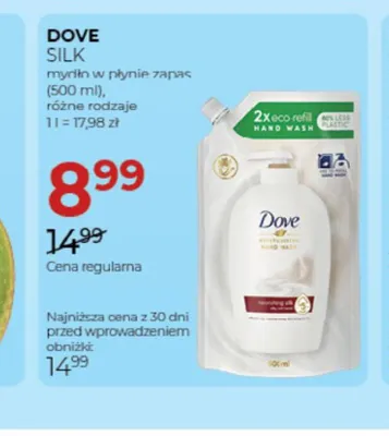 Mydło w płynie zapas Dove Silk promocja w Drogerie Jawa