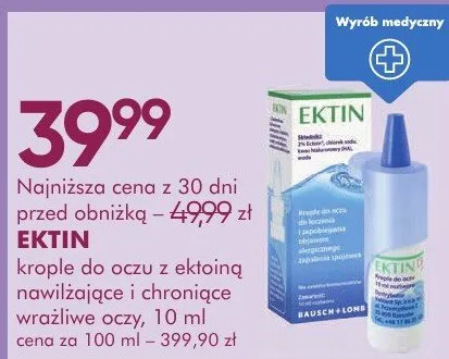 Krople do oczu EKTIN krople do oczu z ektoiną nawilżające i chroniące wrażliwe oczy promocja w Makro