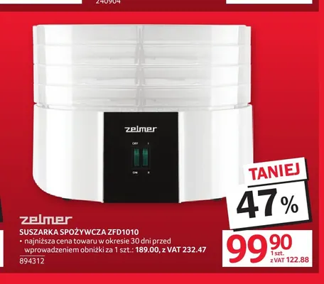 Suszarka spożywcza ZFD1010 Zelmer promocja w Selgros