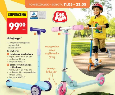 Hulajnoga dwukołowa Ele Fun promocja w Biedronka