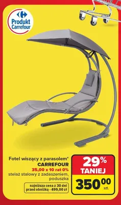 Fotel wiszący z parasolem Carrefour promocja w Carrefour