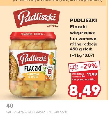 Flaczki wieprzowe Pudliszki promocja w Kaufland