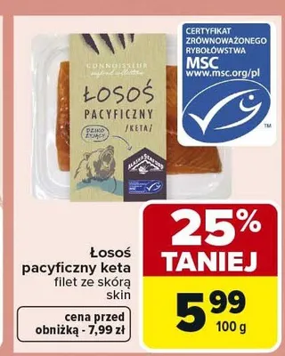 Łosoś pacyficzny keta filet ze skórą Connoisseur promocja w Carrefour