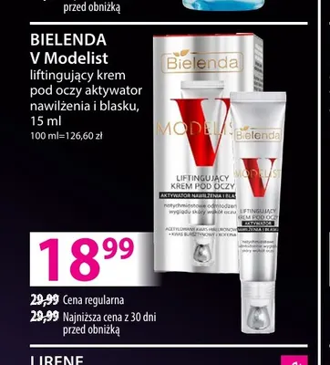 Liftingujący krem pod oczy aktywator nawilżenia i blasku V Modelist Bielenda promocja w Hebe