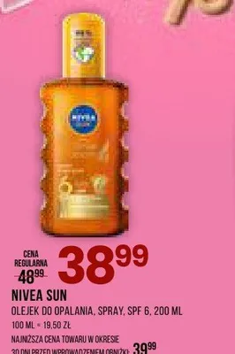 Olejek do opalania Nivea Sun spray SPF 6 promocja w Drogerie Natura